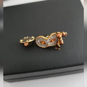 Elegant Gold and Silver Mask Brooch/Pin